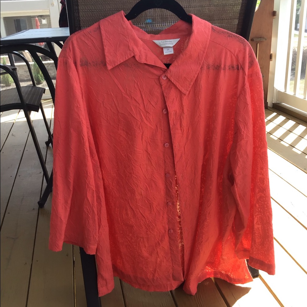 Christopher & Banks 3x coral button down blouse